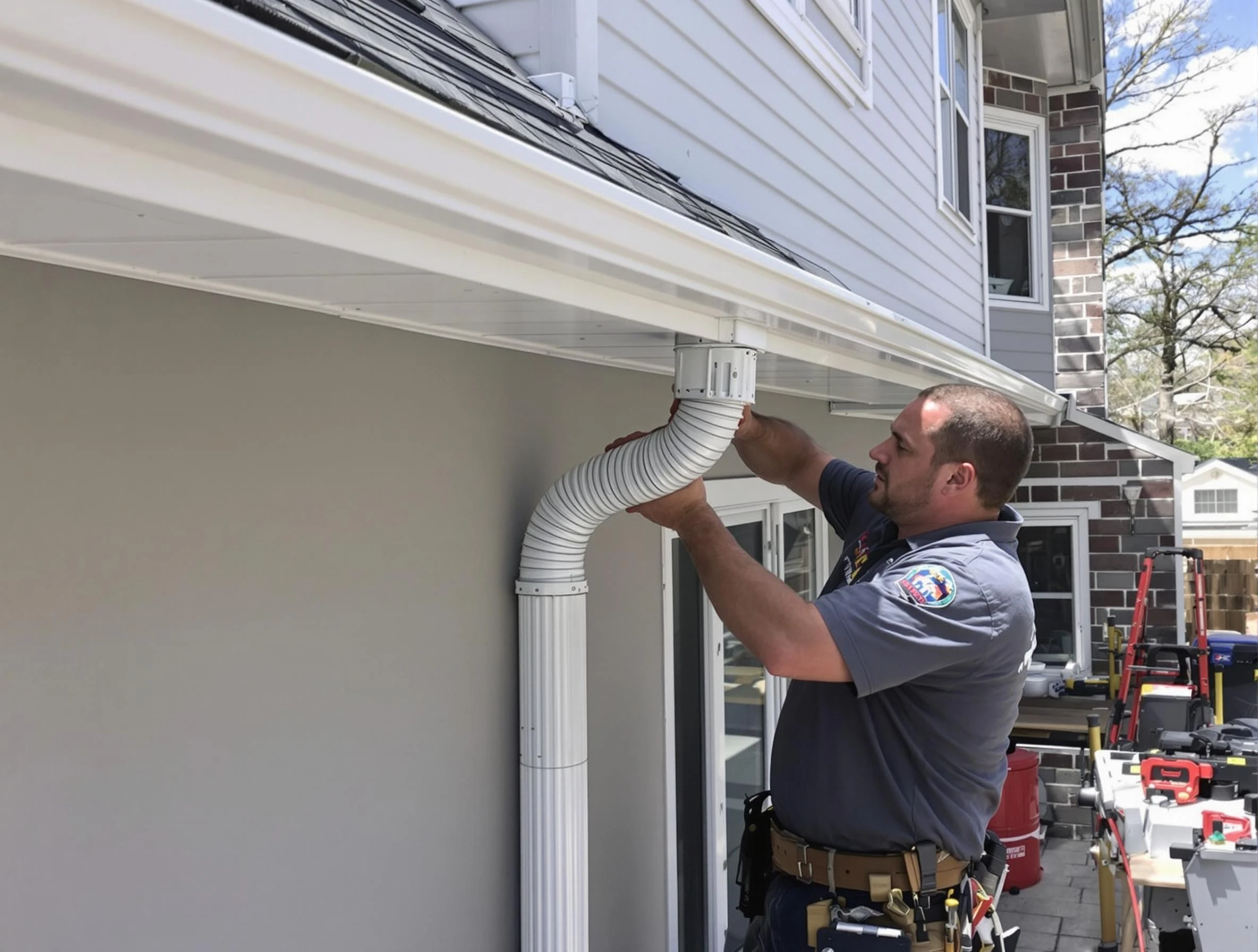 Downspouts installed by Aurora Roofing Company to guide water away in Aurora, OH